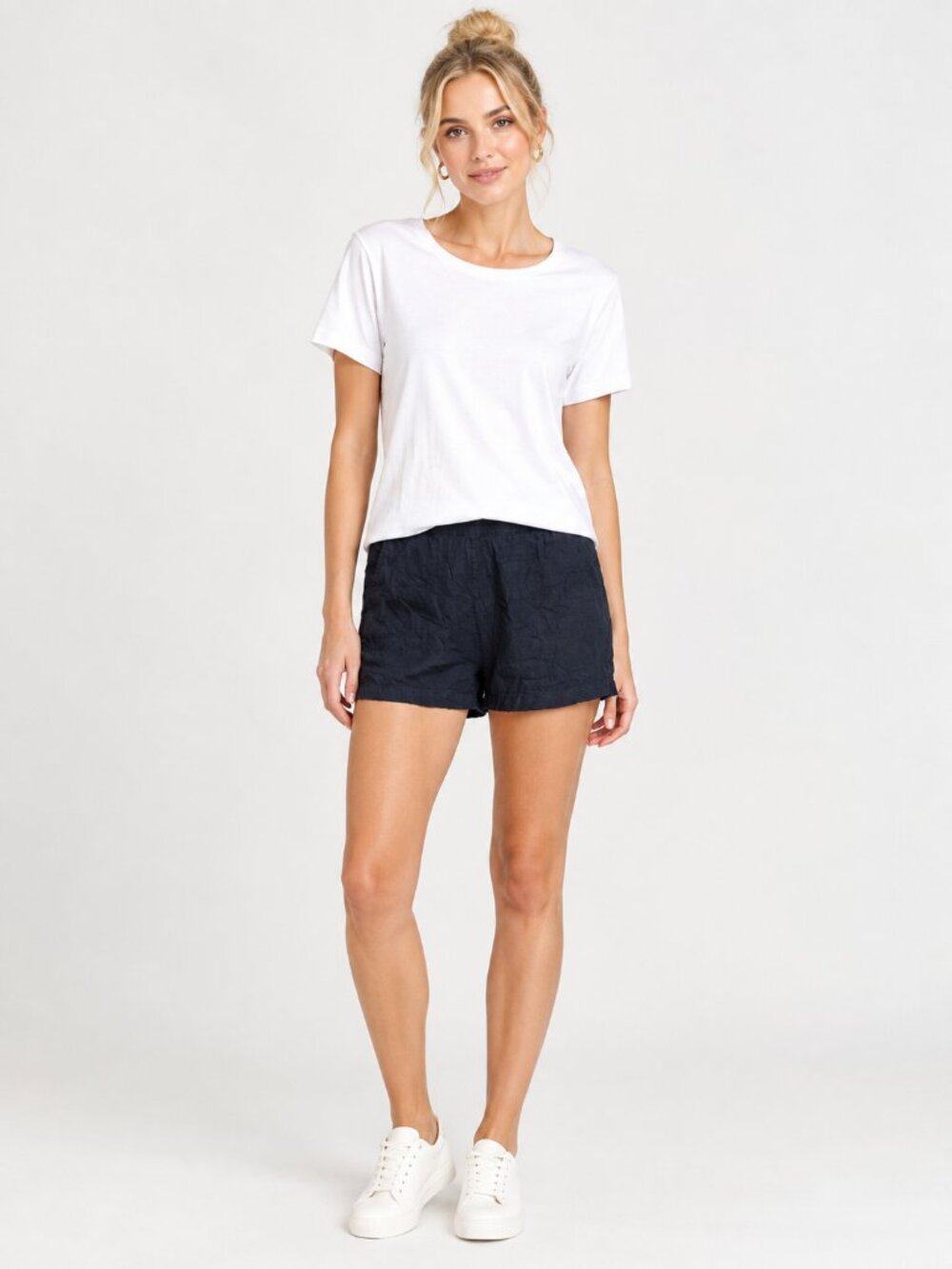 J. Jill Linen Stretch Pullon Athletic Short Black Medium #A4625